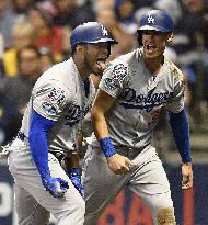 Baseball: Puig and Bellinger of Dodgers at NLCS