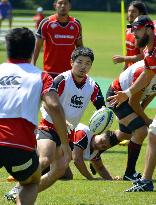 Japanese national rugby team's Tanaka in practice session