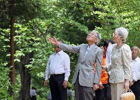 Emperor visits central Japan forest managed by British-born author