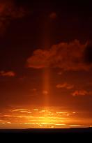 Sun pillar above Antarctic Sea