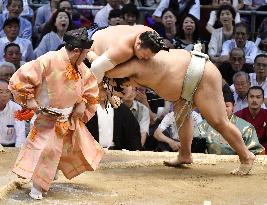 Sumo: Takayasu plows out Ikioi for 1st win as ozeki