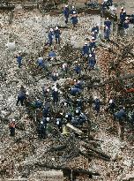 Aftermath of fire at Shuri Castle in Okinawa