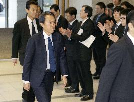 New economy minister Ishihara arrives at office