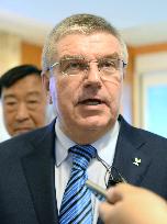 IOC chief Bach meets with reporters in S. Korea
