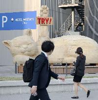 Giant cat sculpture in southwestern Japan