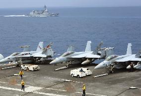 India-Japan-U.S. naval drill in Indian Ocean shown to press