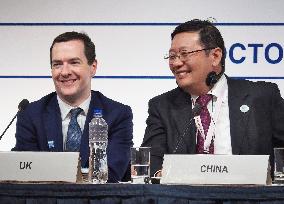 Finance chiefs of Britain, China hold joint news conference in Lima