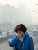 Beijing covered in smog on 3rd day of vehicle restrictions