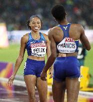 Athletics: Francis wins women's 400m, Felix 3rd at worlds