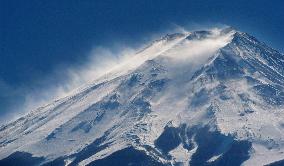 Mt. Fuji engulfed by mist of snow