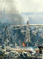 Smoke, flames still visible at China blast site