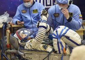 Astronaut Kanai undergoes final check before Soyuz launch