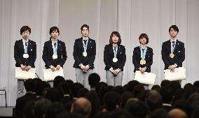 Japanese Olympic gold winners at disbandment ceremony