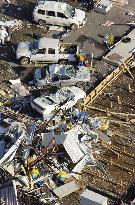 Work begins to clear rubble after deadly tornado in Saroma