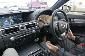 Interior of Toyota's automated highway-driving car