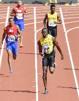 Jamaica's Bolt in 4x100 meters relay heat