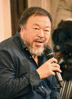 Chinese artist/activist Ai Weiwei speaks to reporters in London