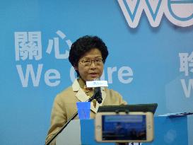 H.K. leadership race hopeful Lam unveils election platform
