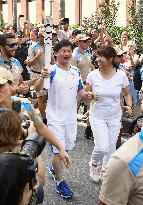 Ex-Japanese swimmer joins torch relay for Rio Paralympics