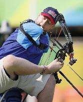 Stutzman of U.S. in men's archery compound elimination match