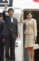 Abe departs for Japan-EU summit, G-8 summit in Germany