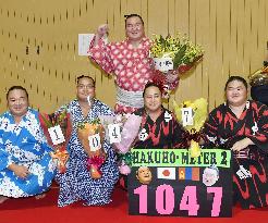 Sumo: Hakuho ties all-time wins record, keeps lead in Nagoya