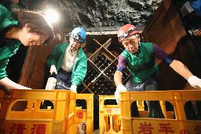 Japanese sake carried out of calcareous cave