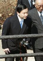 Crown Prince Naruhito visits historical waterway site