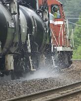 Water train douses rails in Hokkaido due to hot weather