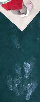 Olympic scenes: Gymnast Uchimura's footprints