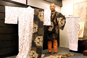 Kyoto designer weaves chocolate-dyed kimono for Italy show