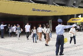Antiterrorism drill at football stadium in Japan