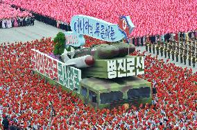 Celebration parade in Pyongyang