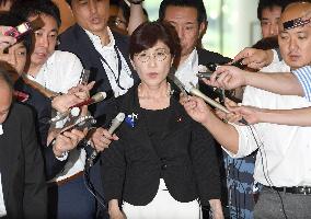 Trouble-prone Defense Minister Inada meets with reporters