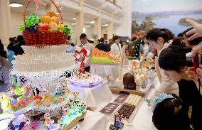 Candy sculptures on display in Pyongyang