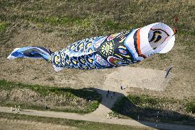 Jumbo carp streamer in Japan
