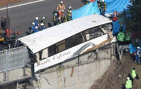 Highway accident involving bus bound for Tokyo Disneyland