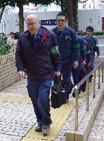 Inspection of sinkhole by transport ministry official in Fukuoka