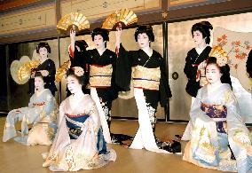 Kimono-clad entertainers prepare for spring Kyoto dancing