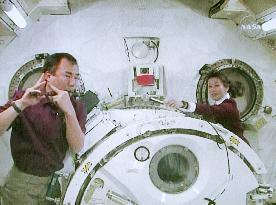 Japanese astronauts play musical instruments together