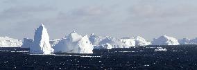 Antarctica icebergs seen from aboard Japanese ship