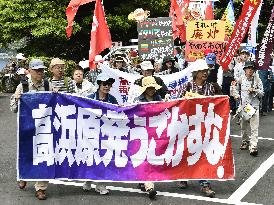 Protesters rally against restarting nuclear reactor at Takahama plant