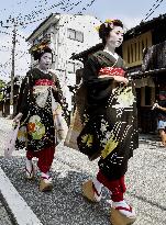 Geiko, maiko in summer greetings