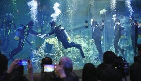 Initiation ceremony for new employees at Japanese aquarium
