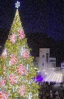 Christmas tree in hot spring resort in Japan