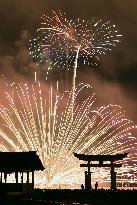 Fireworks show near Itsukushima Shrine