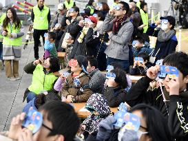 Partial solar eclipse observed in Japan