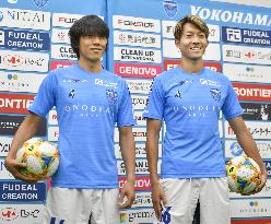 Football: Nakamura, Minagawa at Yokohama FC press conference