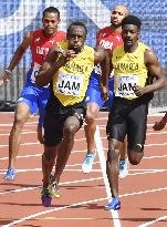 Jamaica's Bolt in 4x100 meters relay heat