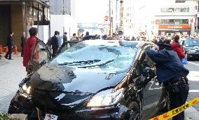 Car plows into pedestrians in central Osaka